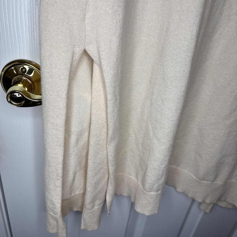 Love Tree Cream Beige Long Duster Cardigan Open Front Pockets Soft Knit L - Picture 9 of 11